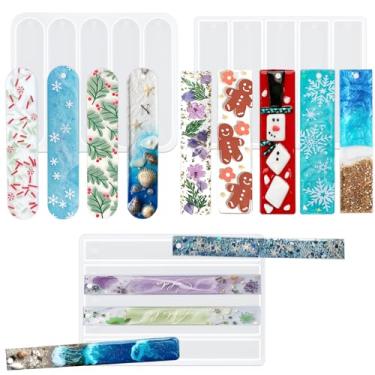 Imagem de MEMOVAN Conjunto de 3 marcadores de livro molde de silicone para marcador de página molde de resina retangular para fundição de resina epóxi, artesanato, presentes para amantes de livros