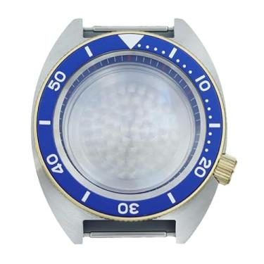 Imagem de FEIYASHI Caixa de relógio modificada à prova d'água de aço 10 ATM de 41 mm para NH35 NH34 NH36 Movimento SKX Abalone acessórios de relógio, Prata e ouro 10, Dark Black Chapter Ring, Caixa de relógio