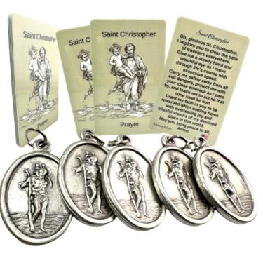 Imagem de Westmon Works Conjunto de medalhas de São Cristóvão Medalhões de Metal Italiano com Cartão Sagrado Laminado Feito nos EUA, Pacote com 5