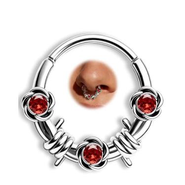 Imagem de Jewseen Anéis de septo rosa vermelha 16G 316L joia de septo 10 mm gótico daith piercing joia de aço inoxidável hélice daith brinco para mulheres