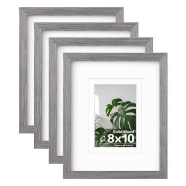 Imagem de Conjunto de 4 molduras Egofine de madeira maciça 8x10 cinza claro