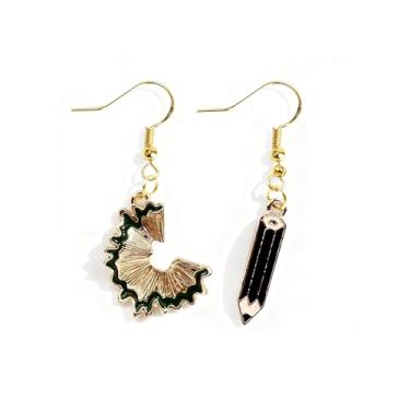 Imagem de Brincos femininos para professores, régua, pingente, assimétrico, para professores, brincos leves de apreciação, Zinco, Sem pedra preciosa