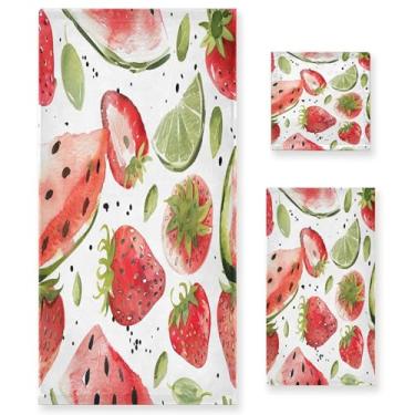 Imagem de xigua Conjunto de toalhas de banheiro melancias absorvente macio 3 peças toalha de banho toalha de mão toalhas decorativas para banheiro, academia, hotel, praia, piscina