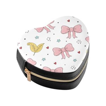 Imagem de Burbuja Caixa de joias em forma de coração, mini estojo de viagem para mulheres e meninas, organizador portátil de armazenamento para brincos, anéis, colares e pulseiras