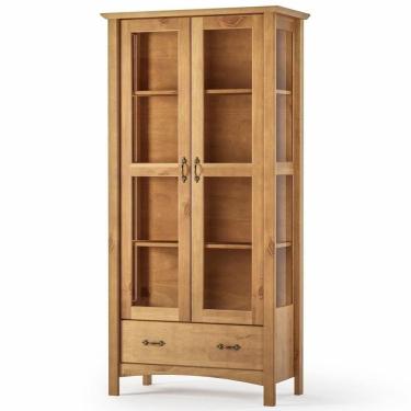 Imagem de Cristaleira De Madeira Com Vidro 2 Portas 1 Gaveta Lira M06 Carvalho Fosco - Lyam Decor