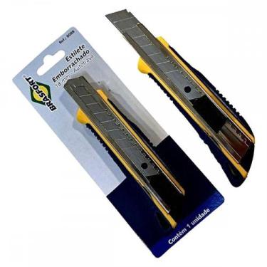 Imagem de Estilete Largo Brasfort Cabo Emborrachado 18Mm - 8088 - BRASFORT / BRA