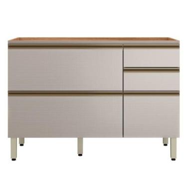 Imagem de Balcão para Pia 1 Porta Basculante 4 Gavetas MDF Nude Prime 120cm Proe