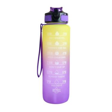 Imagem de Garrafa Squeeze De Plástico Motivacional Com Canudo 1 Litro