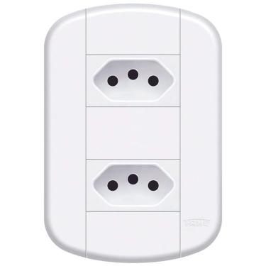 Imagem de Conjunto de 2 Tomadas 2p+t 10a-250 Volts Distanciadas Blanc Mais 11239194 Fame Conjunto 2 Tomada