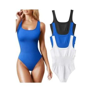 Imagem de Macacão Feminino Slim Fit De Verão Em Malha Sólida Casual Chic - NONE,