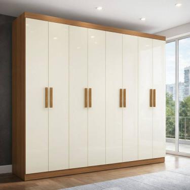 Imagem de Guarda-roupa Slim 8 Portas Mdf Holanda Cinamomo / Off White
