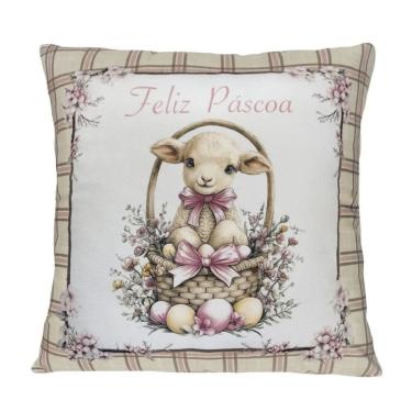Imagem de Almofada De Páscoa Encanto Açucarado Ovelha Na Cesta 40cm