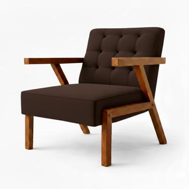 Imagem de Kit 2 Poltronas Zara Capitone Tecido Boucle Moderna Decorativa Pés Em Madeira Maciça Para Sala De Estar