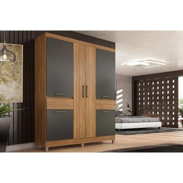 Imagem de Guarda Roupa Casal Mauá Prime TX 6 Portas de Bater 2 Gavetas MDP Amendola-Grafito Demóbile