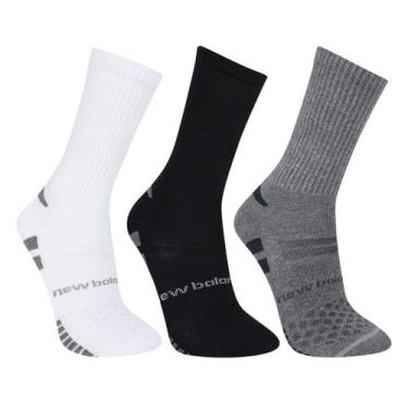Imagem de Kit Meia New Balance Cano Curto Com 3 Pares Feminina, Branco, Cinza, 3