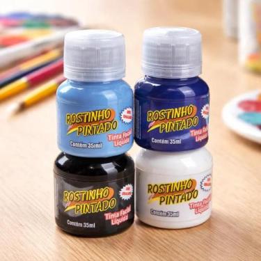 Imagem de Kit 4 Tinta Pintura Facial 35ml Rostinho Pintado Kids