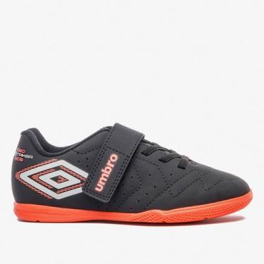 Imagem de Chuteira Futsal Infantil Umbro Neo Striker, Preto, Rosa, 35