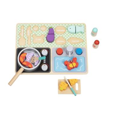 Imagem de Cozinha Infantil Completa Tooky Toy Madeira Brinquedo Educativo com Acessórios Utensíli...