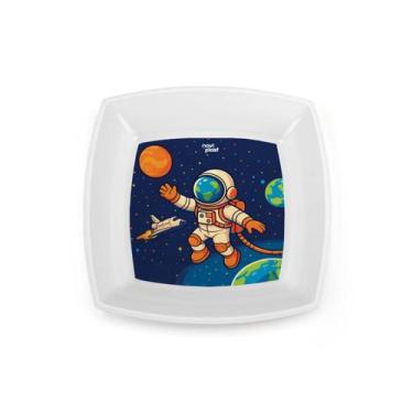 Imagem de Kit de Pratos Quadrado Para Lanchinhos Personalizado Astronauta Decora