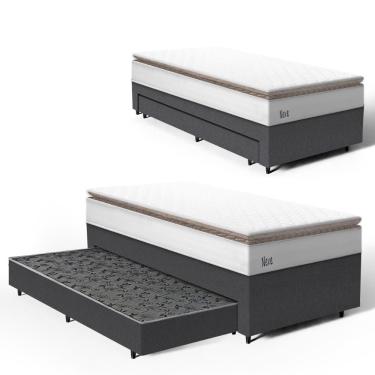 Imagem de Cama Box com Colchão de Molas Ensacadas Pillow Top Neve + Auxiliar de Espuma Unique Sol...