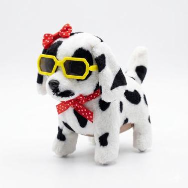 Imagem de Cachorrinho Colorido Pelúcia Dalmata Anda e Late a Pilha com Óculos XF