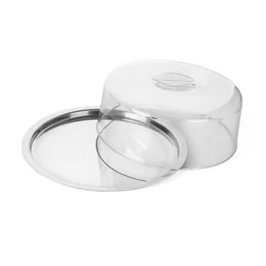Imagem de Prato para bolo Neo em inox com cúpula de acrílico - Forma, CNZ-TRANSP