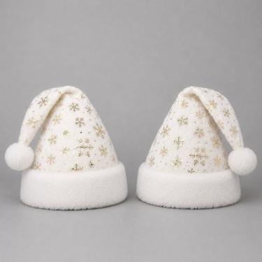 Imagem de Touca Gorro Kit 2 Gorrinhos Natalino Mamãe Noel Luxo Dourado - Florart