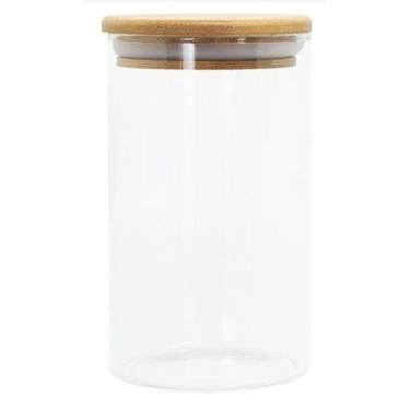 Imagem de Pote De Vidro Hermético Com Tampa De Bambu Vika Natur 1650Ml