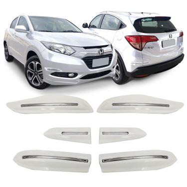 Imagem de Jogo Protetor Para-choque Friso Honda HR-V 2016 a 2022 Branco Taffetá com Filete Cromado 6 Peças