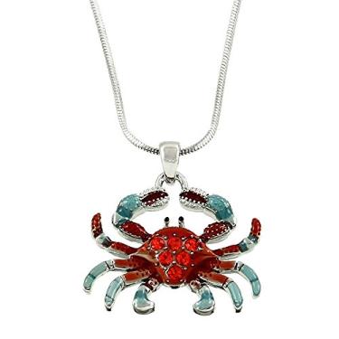 Imagem de Falari Colar com pingente de vida marinha strass cristal r dio altamente polido corrente de cobra de 43 cm, Cristal, Cristal