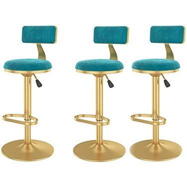 Imagem de Banco de Bar Banco de Café de 3 Peças de Altura, Banco Alto de Veludo Ajustável de Altura com Base Cromada e Banco de Pés, Adequado para Cozinha, Pátio, Café, Taberna (Color : G1)