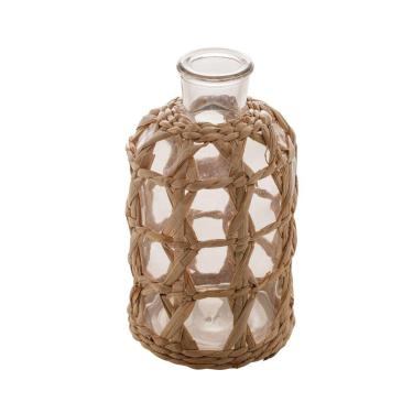 Imagem de Vaso de Vidro Decorado Com Fibra Natural 19x11cm Royal Decor