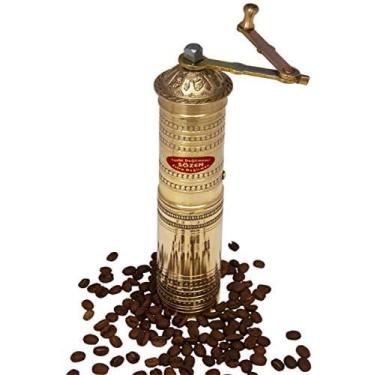 Imagem de Moedor de café de latão manual feito à mão de 22,86 cm feito à mão com gravação martelada manual Sözen portátil cônico