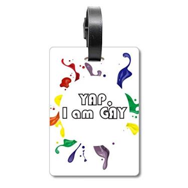 Imagem de LGBT Bandeira de Arco-íris Yap I Am Men Mala Etiqueta de Bagagem para Cartão de Bagagem Etiqueta de Scutcheon