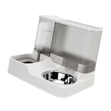 Imagem de Bothyi Dispensador automático de água para cães Alimentador para gatos Separação seca e úmida Alimentador com inclinação de 15 graus Tigela para, CINZA