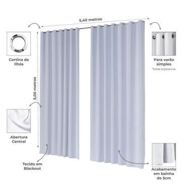 Imagem de Cortina Pé Direito Duplo 5,40X5,00M Off White