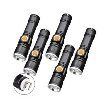 Imagem de Kit 5 Lanterna Tatica Militar Longo Alcance Recarregavel Usb
