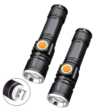 Imagem de Kit 2 Lanterna Tatica Militar Longo Alcance Recarregavel Usb