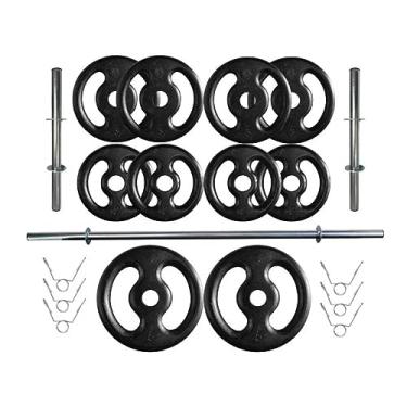 Imagem de Kit Profissional 30 Kg de Anilhas + 2 Barras de 40cm + Barra de 160cm