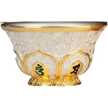 Imagem de SALFEE Tigela de Buda de 7 cm de liga de artesanato tibetana tigela de água benta copo budista