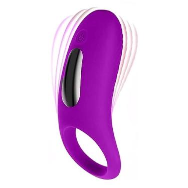 Imagem de Vibrador de Silicone Ánel Peniano Massageador Clitóris Dupla estimulação Retardar a Ejaculação Para Homens 9 Velocidades