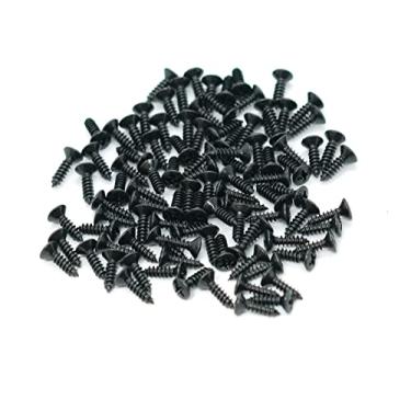 Imagem de Parafusos de palheta para guitarra elétrica de 3 mm, parafusos de montagem de placa de arranhão para substituição de contrabaixo de guitarra Fender Strat Tele SG LP (preto, pacote com 100)
