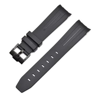 Imagem de AMSOH 20mm 22mm 21mm Pulseira de relógio de borracha para pulseira Rolex marca pulseira de relógio de pulso de substituição masculina acessórios de relógio de pulso (cor: fivela preto-preta, tamanho:
