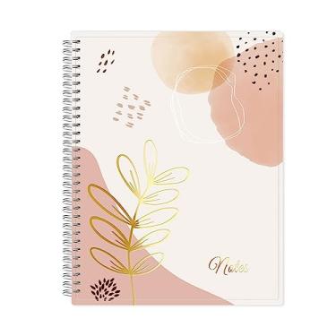 Imagem de SUNEE Caderno espiral estético, diário para mulheres, caderno abstrato grande e fofo com bolsos, capa flexível, papel pautado universitário, 28 x 21 cm, 80 folhas - 160 páginas, para trabalho,