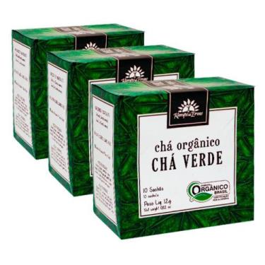Imagem de Kit 3 Chá Verde Orgânico Certificado 10 Sachês Por Caixa Kampo De Erva