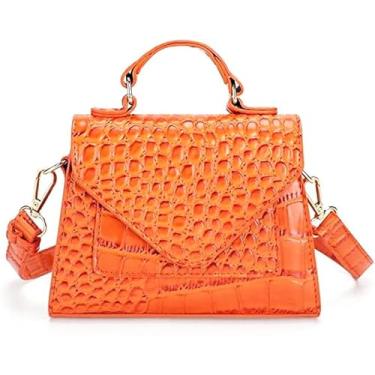 Imagem de FRANSHION Bolsas - Bolsas pequenas e fofas transversais para mulheres, modernas, Crocodilo laranja, 1
