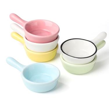 Imagem de Conjunto de tigelas de cerâmica para imersão de 6,25 g, tigelas redondas de condimentos de 6 cm, acompanhamentos pequenos para molho de tomate, soja de sushi, prato de molho, churrasco