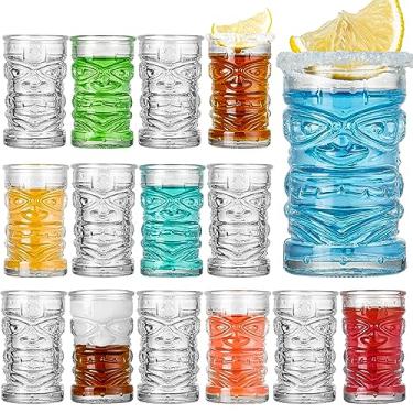 Imagem de wookgreat Conjunto de 16 copos de shot, conjunto de mini copos Tiki de 59 ml, copos transparentes a granel, copo pequeno de uísque, mini copos de bebida para vodca, tequila, bebidas alcoólicas,
