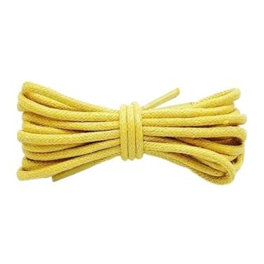 Imagem de Cotton Waxed Shoelaces Round Shoe Laces Boots Laces Round Formal Wear Shoe Laces (Color : 3 Yellow, Size : 120cm)