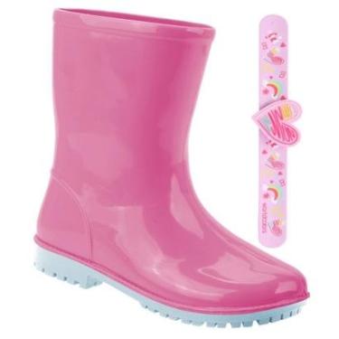 Imagem de Bota Galocha Menina Cano Médio Pink/Azul Acqua Worldcolors-Feminino
